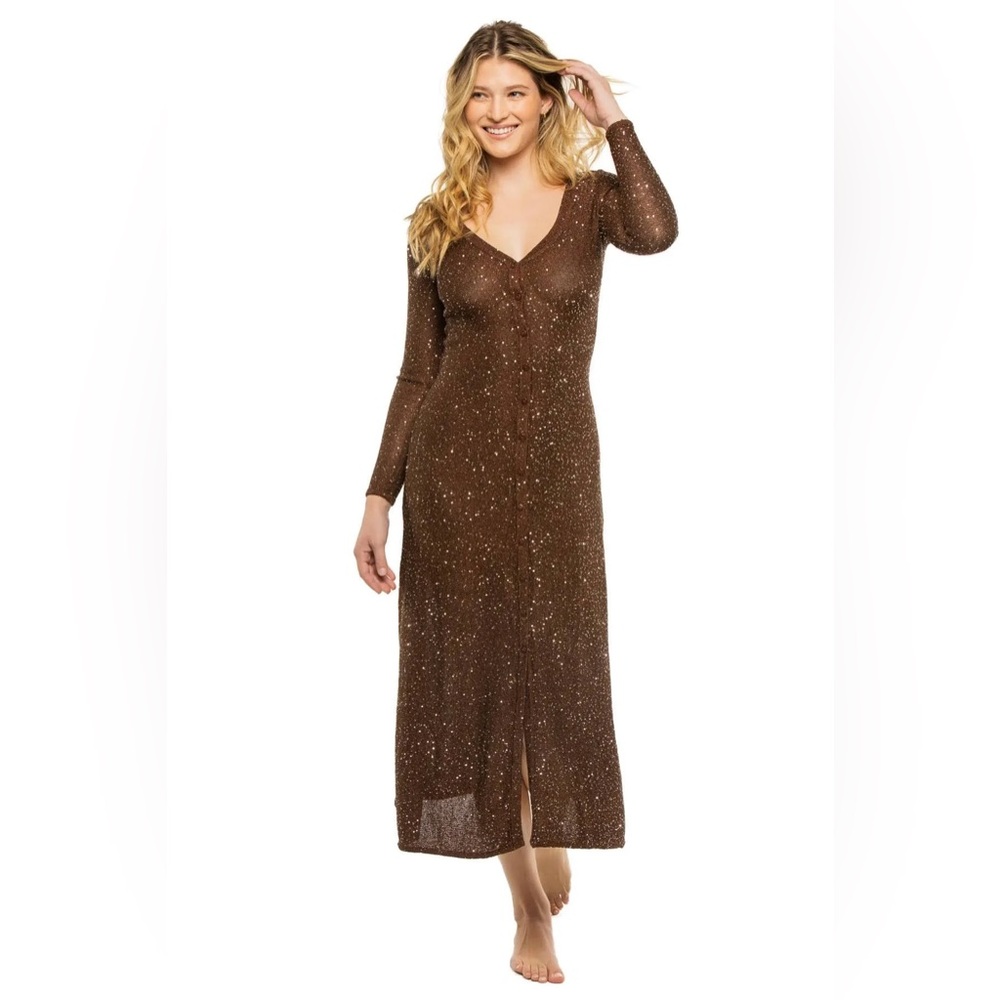 MISA Los Angeles Rafael Cardigan Dress in Chocolate Shimmer